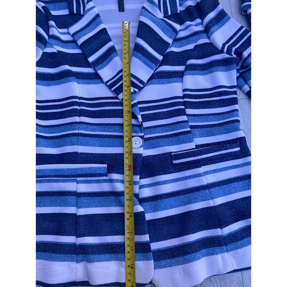 Westbound Women’s Small Blue White Striped Blazer Jacket One Button Casual - Picture 3 of 6